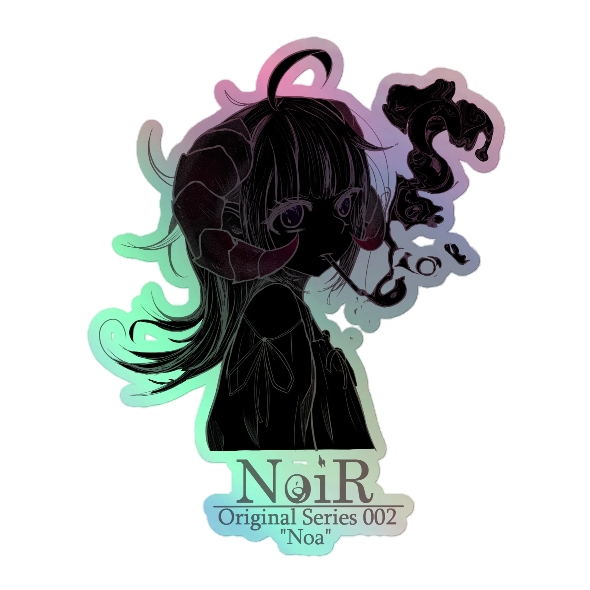 NoiR Original Series 002 "Noa" White Holographic Black Sticker - Image 3